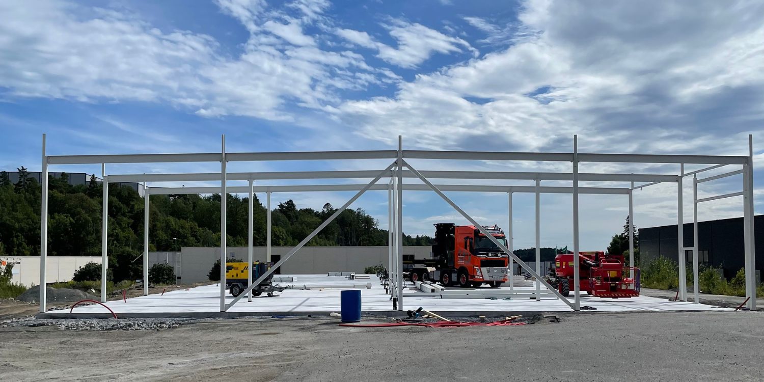 Hegdalringen trinn 1, ferdig stålkonstruksjon.