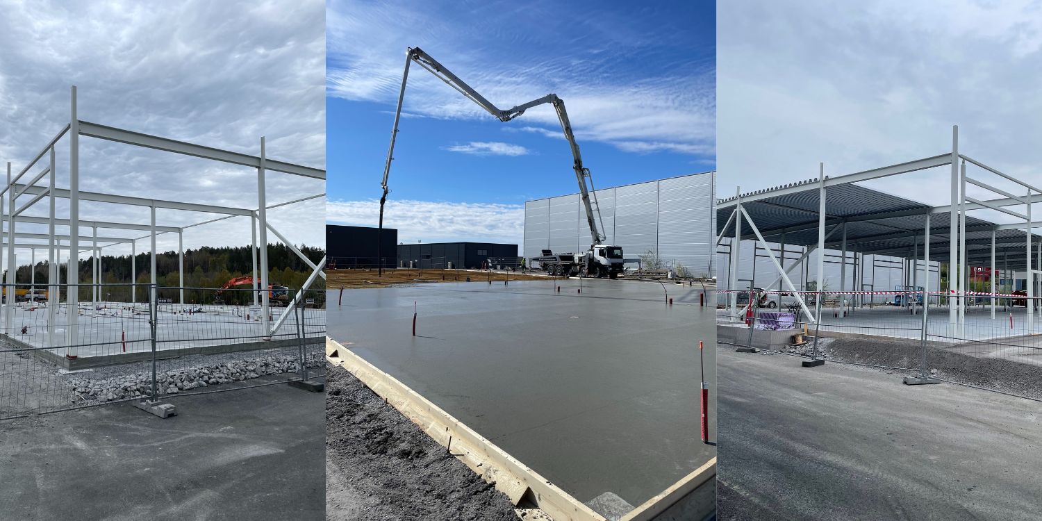 Hegdalringen trinn 1 viser utførelse av betongarbeid og oppbygging stålkonstruksjon.