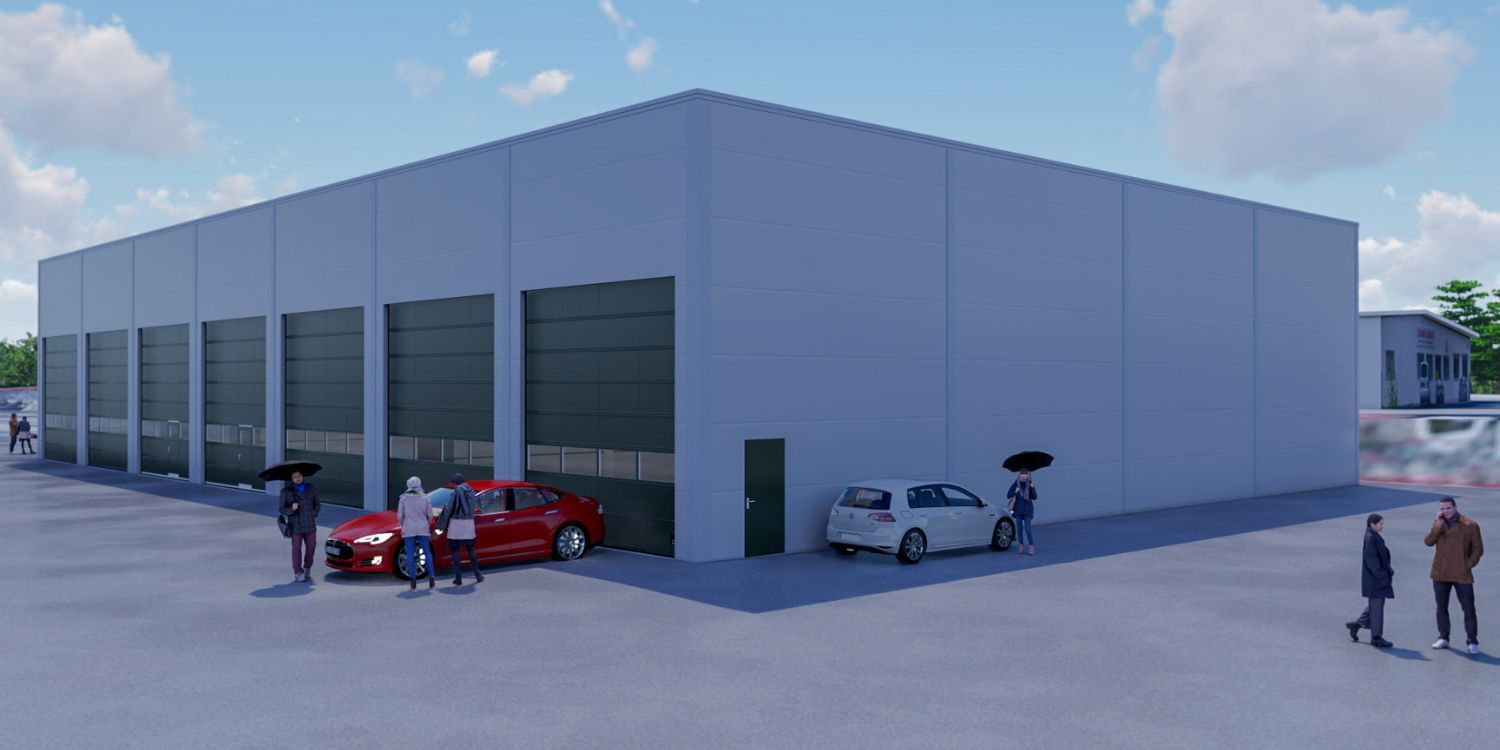 Illustrasjon av ferdig montert stålbygg, Uthusvegen 11 AS.