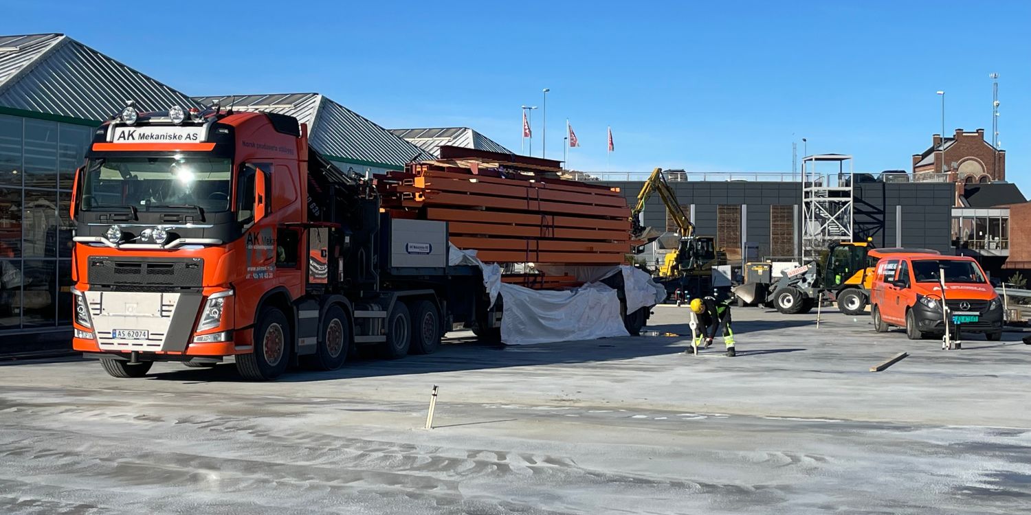Leveranse på byggeplass Sliperiveien 10